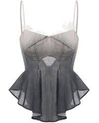Elwood - Lace-Trim Ombré Asymmetric Sleeveless Blouse - Lyst