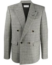 Saint Laurent - Deconstructed Check Double-Breasted Blazer - Lyst