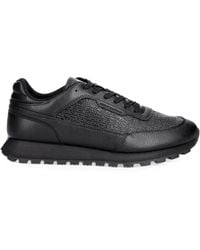 ARMANI EXCHANGE - Logo-Embossed Pebbled-Effect Sneakers - Lyst