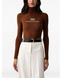 Elisabetta Franchi - Logo-Embroidered Ribbed-Knit Sweater - Lyst