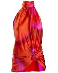 Silvia Tcherassi - Dita Abstract-Print Halterneck Blouse - Lyst
