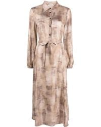 Peserico - Button-Up Belted Midi Dress - Lyst