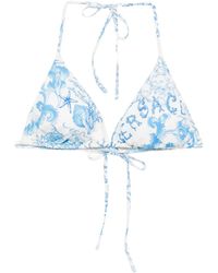 Versace - Top Bikini Con Stampa Grafica - Lyst