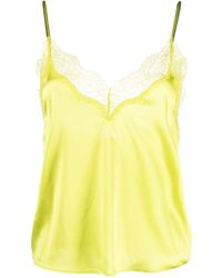 Pinko - Lace-embroidered Stretch-silk Tank Top - Lyst