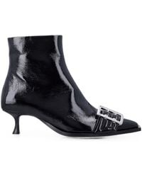 Ganni - Buckle-Detail Patent Ankle Boots - Lyst