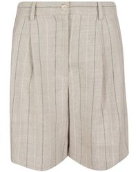 Antonelli - Short Plissé À Fines Rayures - Lyst