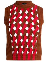 Etro - Weste Mit Lochstrickmuster - Lyst
