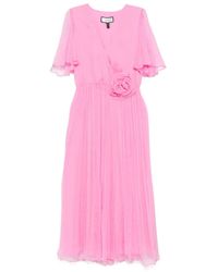 Nissa - Floral-Appliqué Midi Dress - Lyst