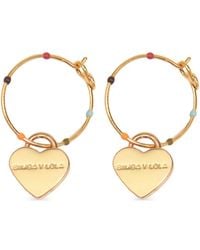 Bimba Y Lola - Medium Hoop Earrings With Enamel Heart And Multicolored Logo - Lyst