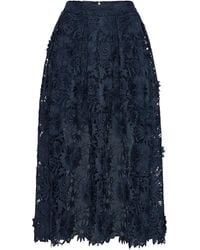ROTATE BIRGER CHRISTENSEN - 3D Floral-Lace Midi Skirt - Lyst