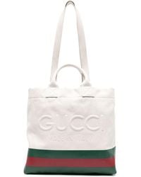 Gucci - Canvas Shopper Met Logo-reliëf - Lyst