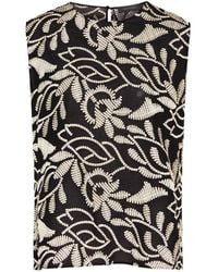 Elena Miro - Leaf-Embroidered Sleeveless Top - Lyst