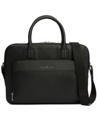 Tommy Hilfiger - Logo-Plaque Pebbled-Texture Laptop Bag - Lyst