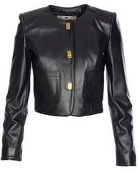 Elisabetta Franchi - Leren Jack Met Haaksluiting - Lyst