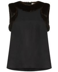 Loulou de Saison - Zaira Faux-Fur-Trim Silk Top - Lyst