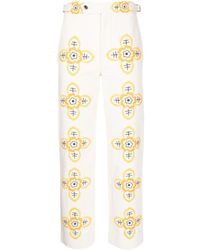 Bode - Buttercup Embroidered Straight-leg Trousers - Lyst