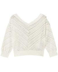 Twinset - V-Neck Pointelle-Knit Sweater - Lyst