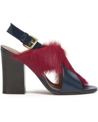 Marni - Leather And Long-Hair Criss-Cross Sandals - Lyst