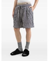 Dolce & Gabbana - Crinkled Striped Fabric Bermuda Shorts - Lyst