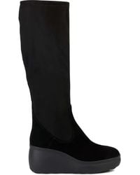 Geox - Wedge-Heel Knee-High Boots - Lyst