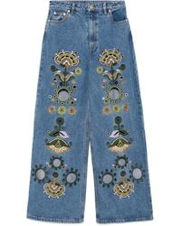 Cynthia Rowley - Jeans A Gamba Ampia Con Ricamo - Lyst