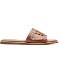 Clarks - Maritime Whipstitch-Detail Flat Sandals - Lyst