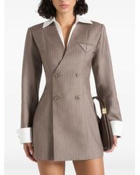 Manière De Voir - Pinstripe Shirt-Detail Mini Dress - Lyst