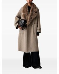 ViCOLO - Faux-Fur Collar Double-Breasted Coat - Lyst
