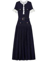 Self-Portrait - Belted Floral-Embellished Knitted Maxi Dress - Lyst