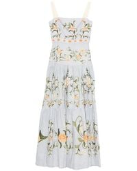 Agua Bendita - Lima Floral-Embroidered Maxi Dress - Lyst
