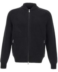 Gran Sasso - Cardigan Zippé À Col Officier - Lyst