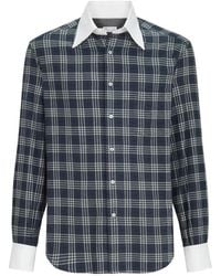 Brunello Cucinelli - Cotton And Lyocell Tartan Flannel Shirt With Contrast Italian Collar And Cuffs - Lyst