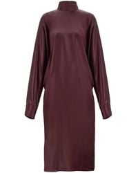 Ferragamo - Satin High Neck Dress - Lyst