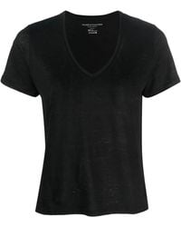 Majestic Filatures - T-Shirt Aus Leinen Mit V-Ausschnitt - Lyst
