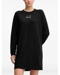 EA7 - Jurk Met Ronde Hals, Logo En Lange Mouwen - Lyst