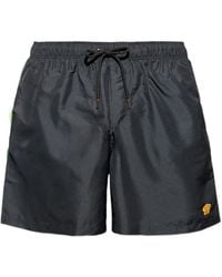 Versace - Drawstring Logo-Patch Swim Shorts - Lyst