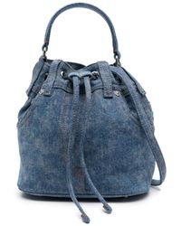 Moschino Jeans - Drawstring Denim Bucket Bag - Lyst
