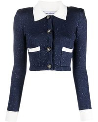 Self-Portrait - Cropped Knitted Jacket - Lyst