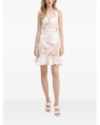 Guess - Halter-Neck Ruffled Mini Dress - Lyst