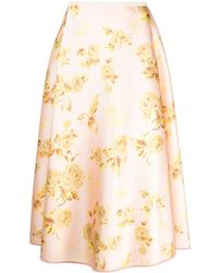 ODEEH - Floral Flared Midi Skirt - Lyst