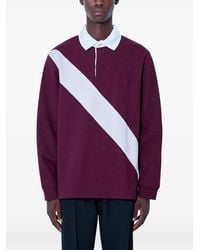 Wales Bonner - Diagonal-Stripe Long-Sleeve Polo Shirt - Lyst