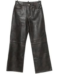 Maje - Leather Straight-Leg Trousers - Lyst