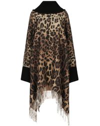 Dolce & Gabbana - Cashmere And Wool Poncho With Fringing - Lyst