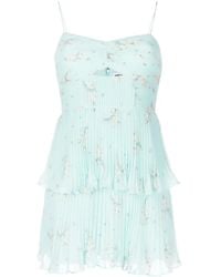 Self-Portrait - Floral-Print Tiered Chiffon Minidress - Lyst