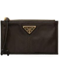 Prada - Leather Card Holder With Zipper - Lyst