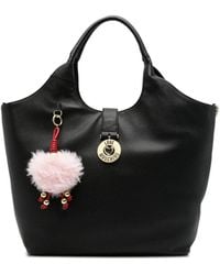 Love Moschino - Logo-Plaque Pompom-Detail Tote Bag - Lyst