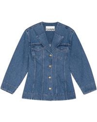 Ganni - ブルー フェード テーラードジャケット - Lyst