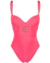 Moschino - Logo-plaque Belted Swimsuit - Lyst