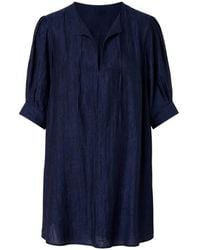 Officine Generale - Ggi Crinkled-Finish Pleated-Back Mini Dress - Lyst