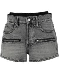 Alexander Wang - Layered-Waistband Zip-Detail Shorts - Lyst